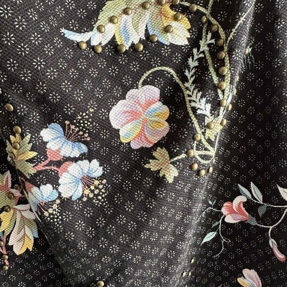 Anthropologie Maeve Ashbury Black Floral Studded One Shoulder Shift Dress Size 2 - Picture 16 of 16